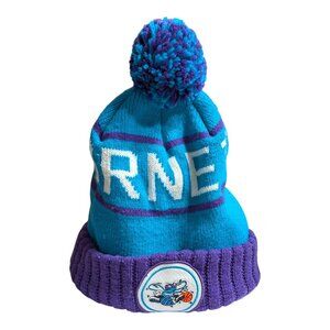 Charlotte Hornets NBA Mitchell & Ness Winter Pom Knit Ski Hat Beanie Very Good